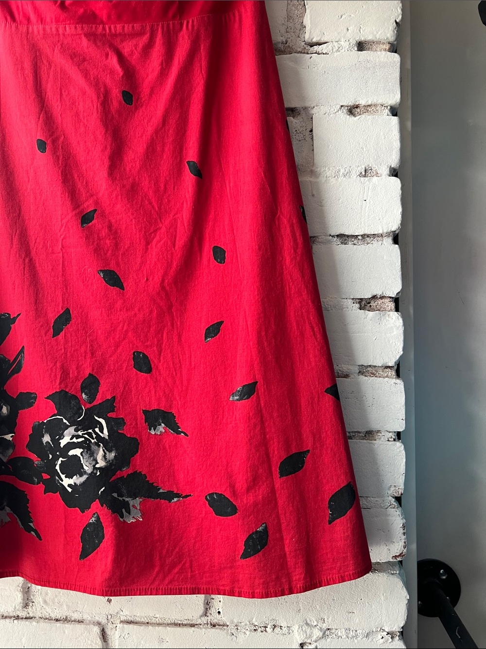 Red Floral Halter Midi Dress vintage le chateau - Picture 2 of 16